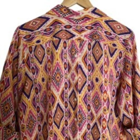 Chico's Multi Colored Linen Button Up Top 12 - Picture 5 of 5